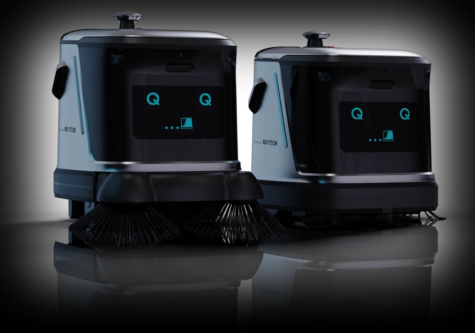 หุ่นยนต์ทำความสะอาด OUNITECH Q3-W (ซ้าย) และ Q3-G (ขวา)